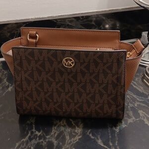 Michael Kors Brown Crossbody Bag with Monogram Design